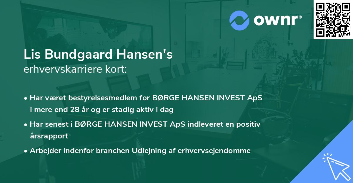 Lis Bundgaard Hansen's erhvervskarriere kort