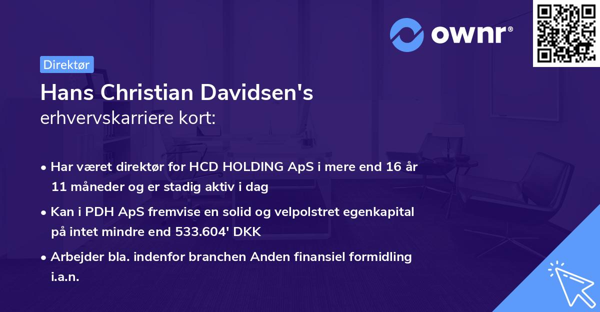 Hans Christian Davidsen's erhvervskarriere kort