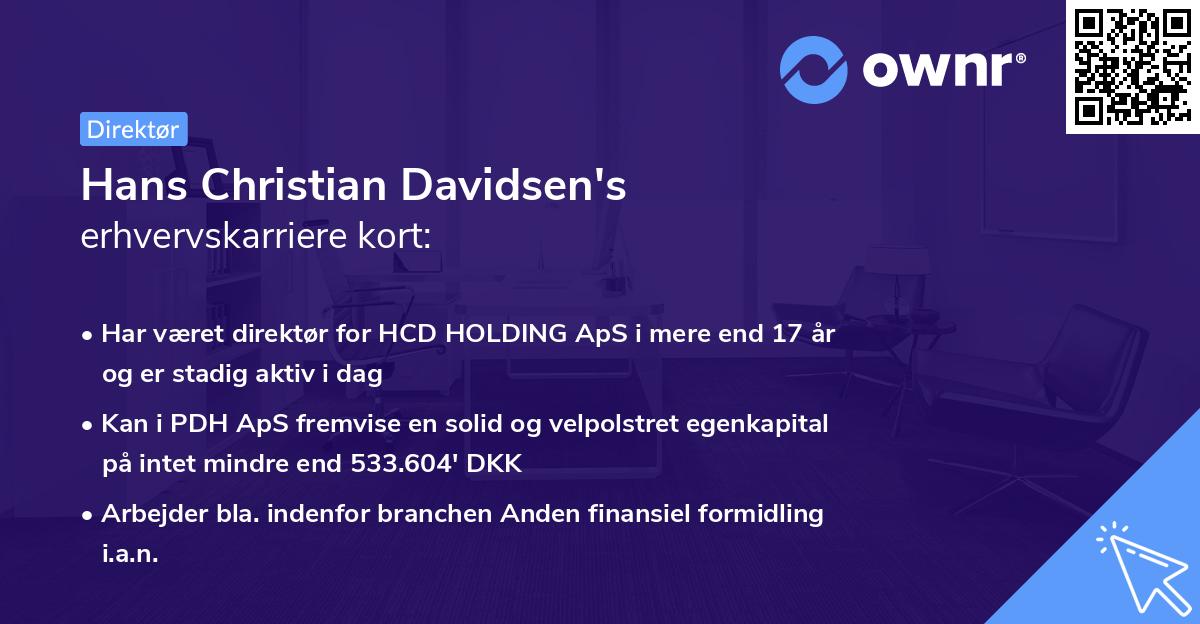Hans Christian Davidsen's erhvervskarriere kort