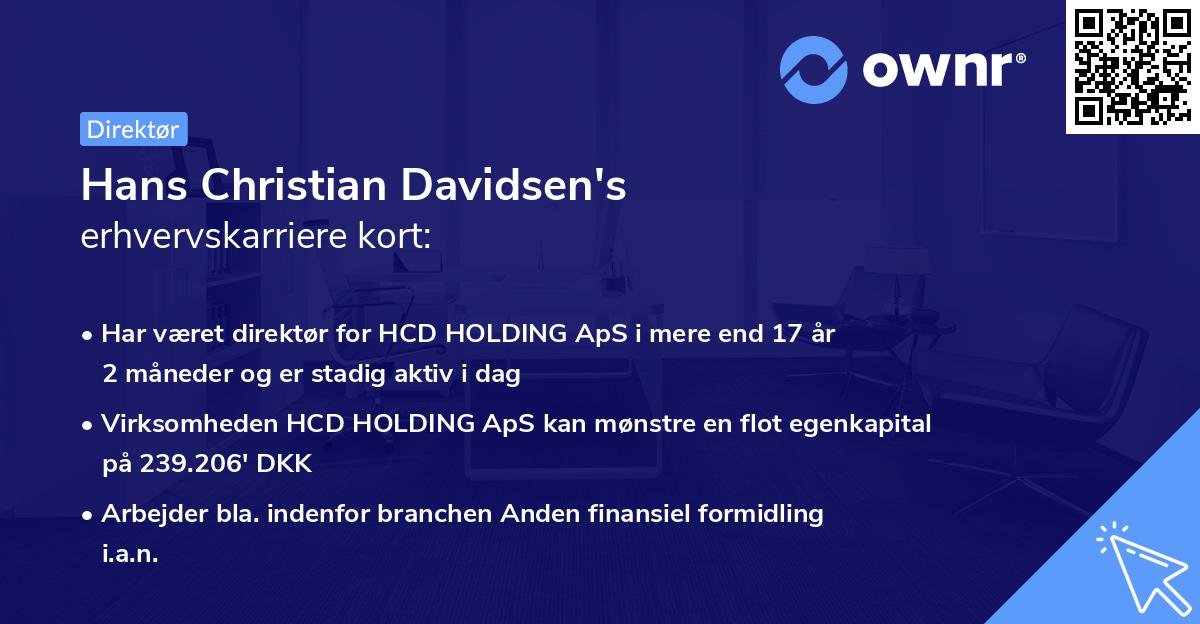 Hans Christian Davidsen's erhvervskarriere kort