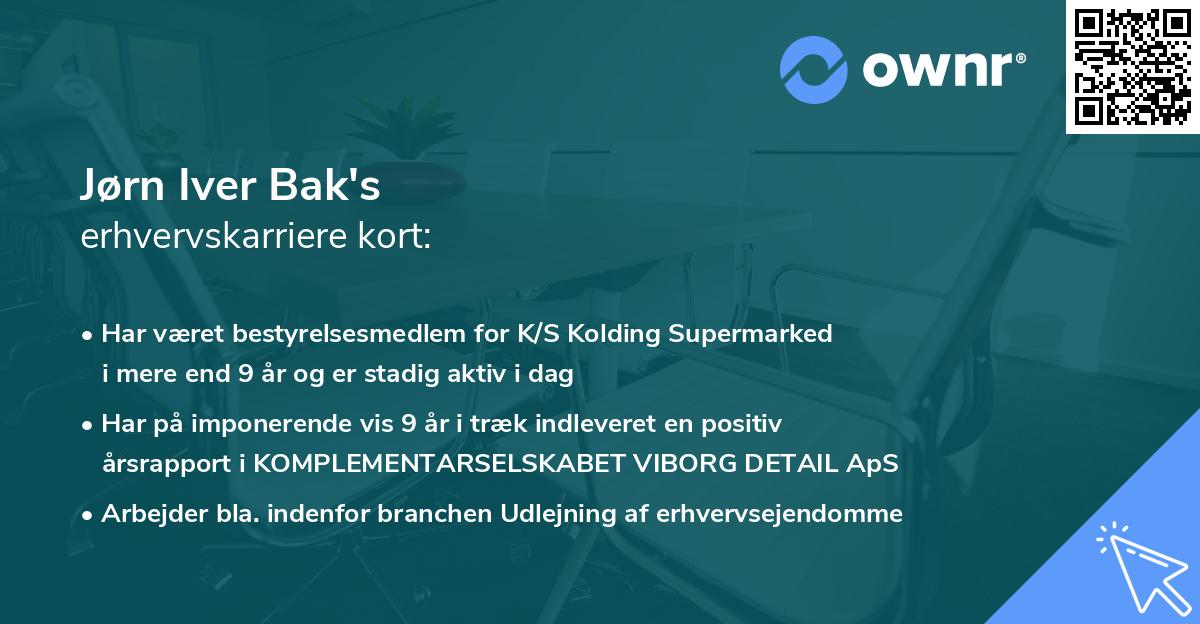 Jørn Iver Bak's erhvervskarriere kort