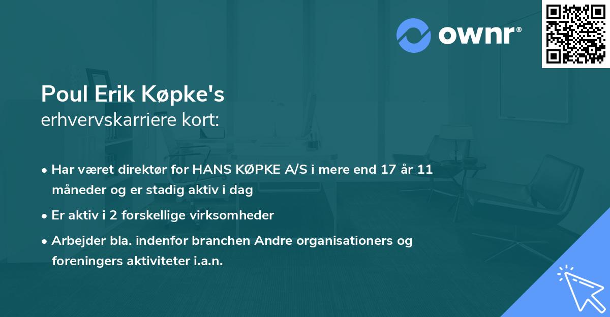Poul Erik Køpke's erhvervskarriere kort