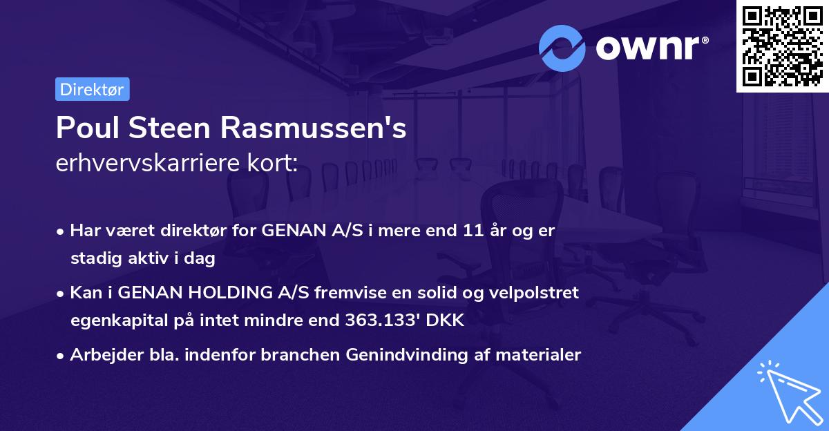 Poul Steen Rasmussen's erhvervskarriere kort