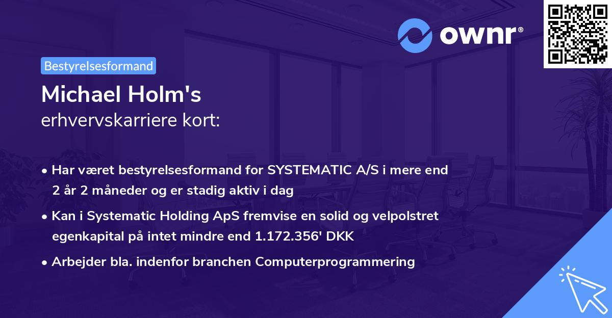 Michael Holm's erhvervskarriere kort