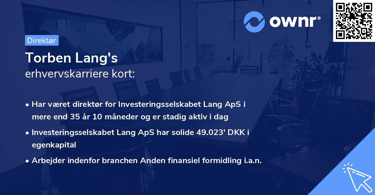 Torben Lang's erhvervskarriere kort