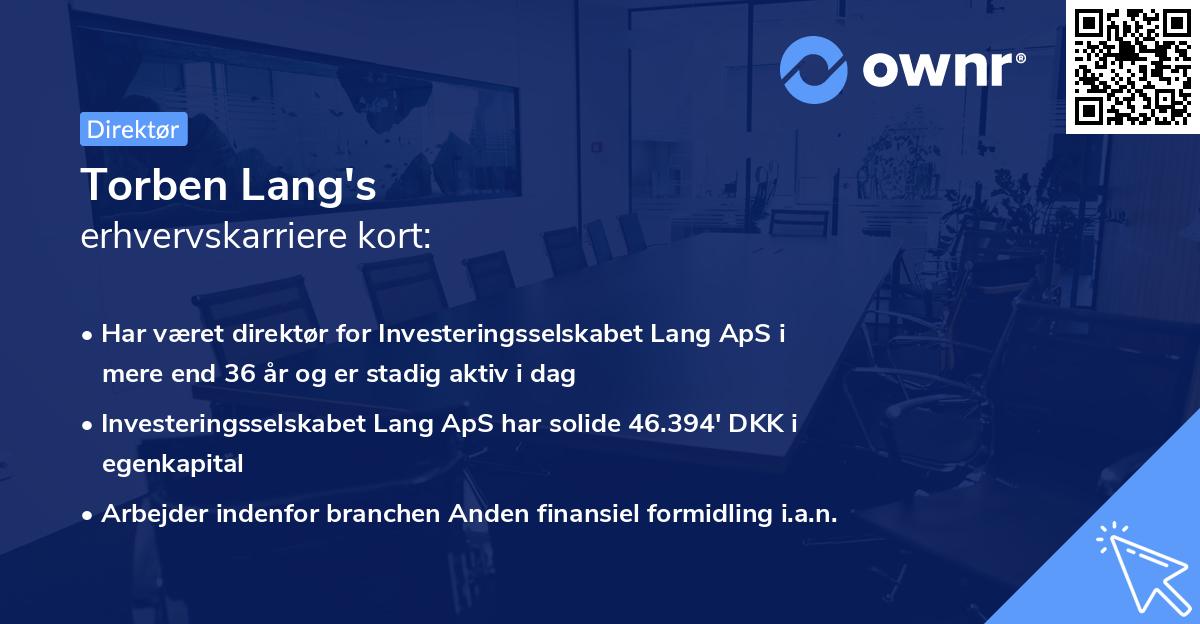 Torben Lang's erhvervskarriere kort