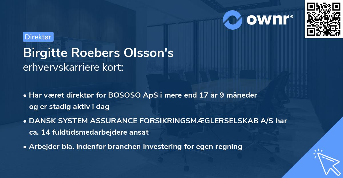 Birgitte Roebers Olsson's erhvervskarriere kort