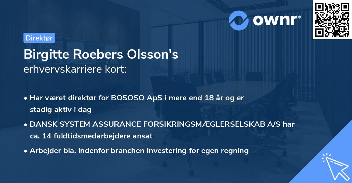 Birgitte Roebers Olsson's erhvervskarriere kort
