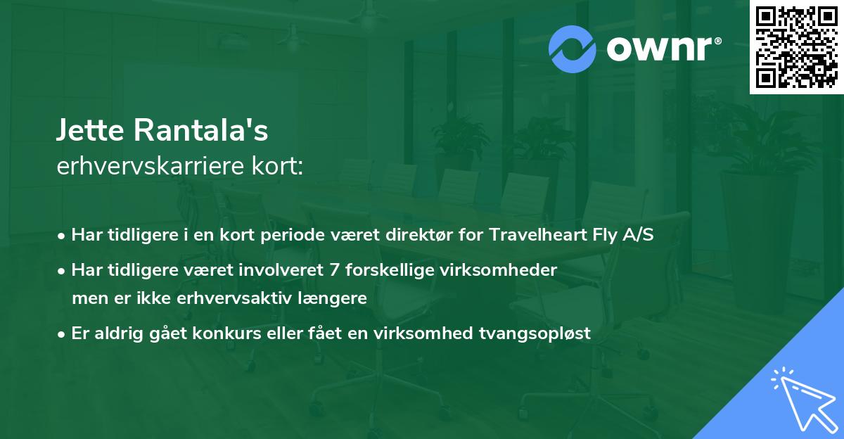 Jette Rantala's erhvervskarriere kort