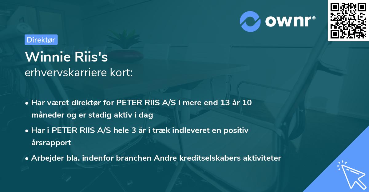 Winnie Riis's erhvervskarriere kort