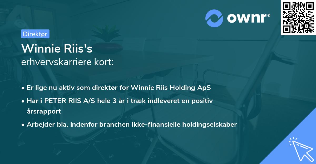 Winnie Riis's erhvervskarriere kort