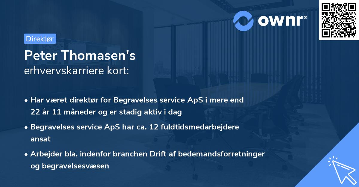 Peter Thomasen's erhvervskarriere kort