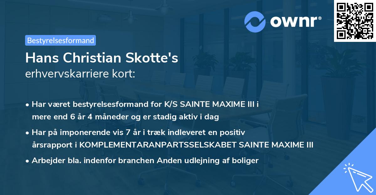 Hans Christian Skotte's erhvervskarriere kort