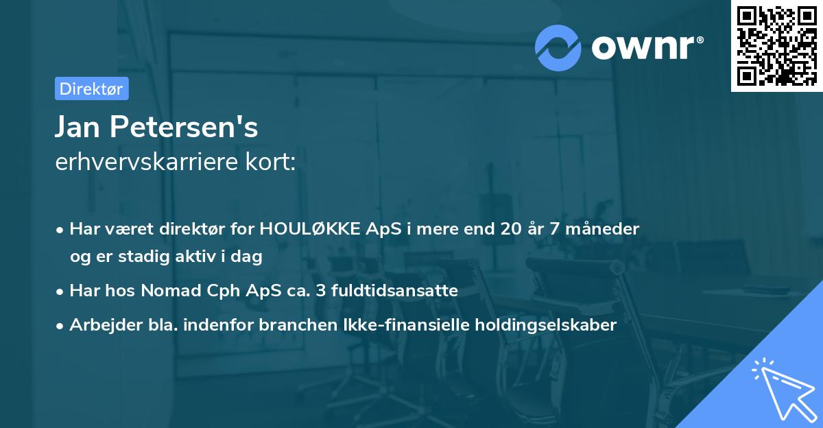 Jan Petersen's erhvervskarriere kort