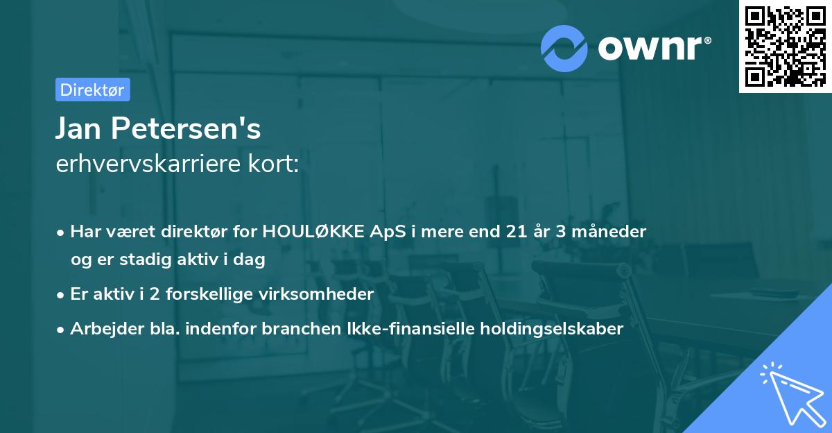 Jan Petersen's erhvervskarriere kort