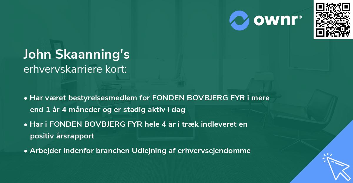 John Skaanning's erhvervskarriere kort