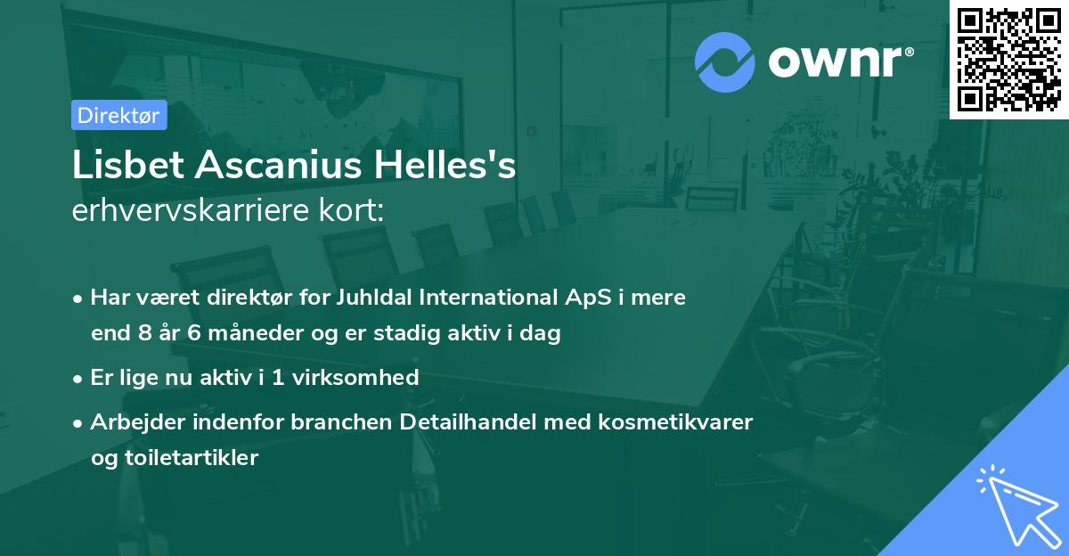Lisbet Ascanius Helles's erhvervskarriere kort