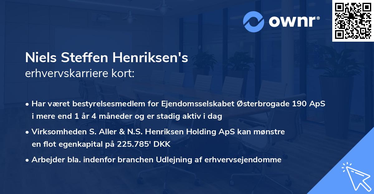 Niels Steffen Henriksen's erhvervskarriere kort