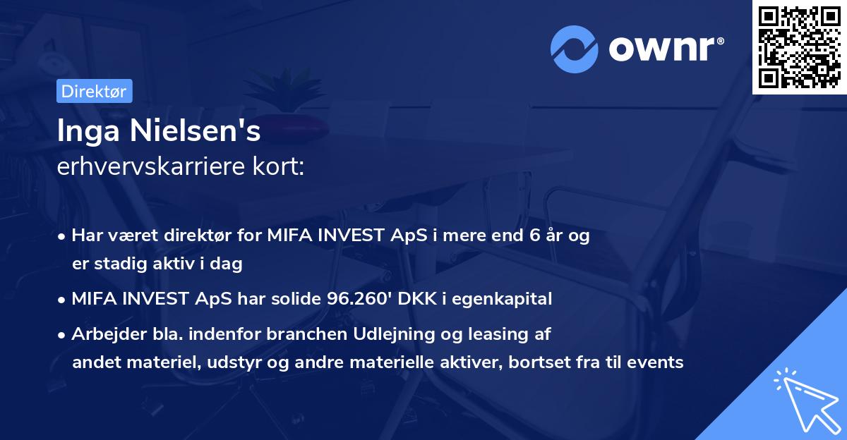 Inga Nielsen's erhvervskarriere kort