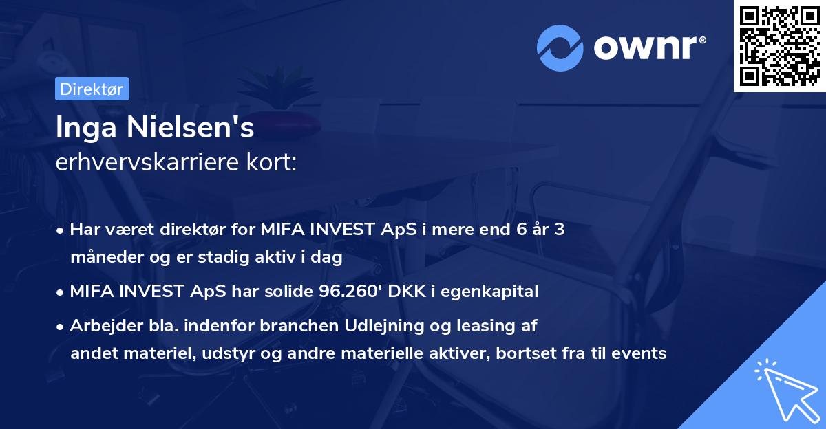 Inga Nielsen's erhvervskarriere kort