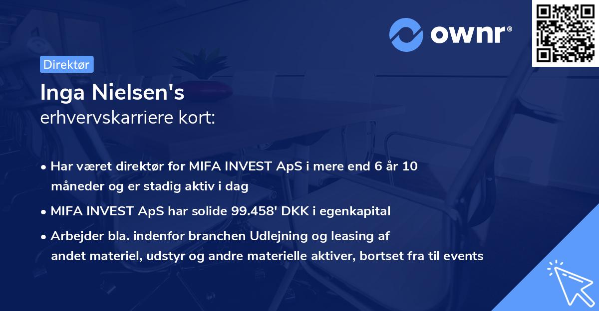 Inga Nielsen's erhvervskarriere kort