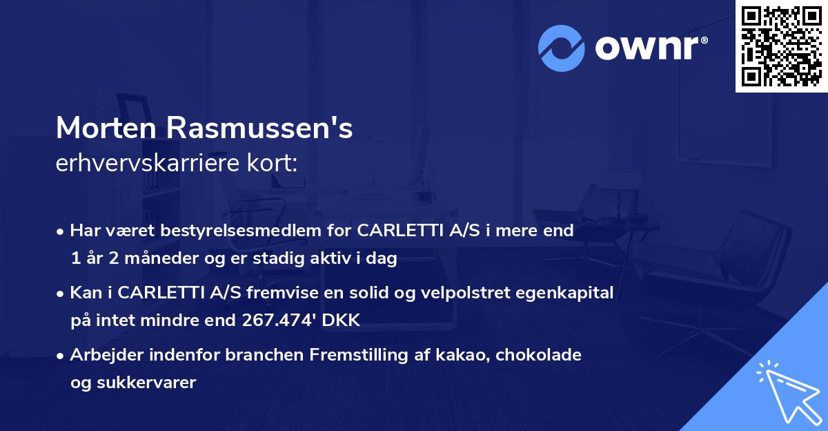 Morten Rasmussen's erhvervskarriere kort