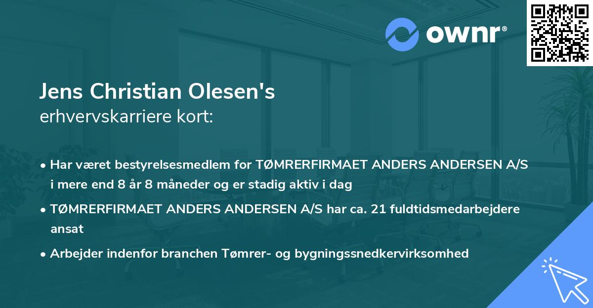 Jens Christian Olesen's erhvervskarriere kort