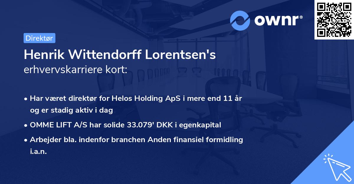 Henrik Wittendorff Lorentsen's erhvervskarriere kort
