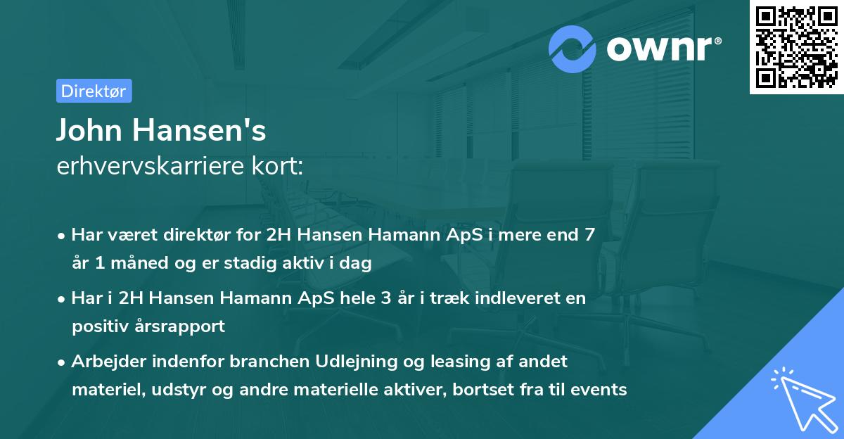 John Hansen's erhvervskarriere kort