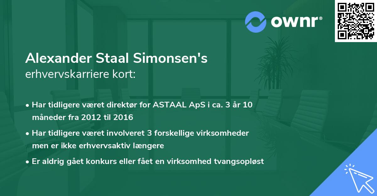 Alexander Staal Simonsen's erhvervskarriere kort