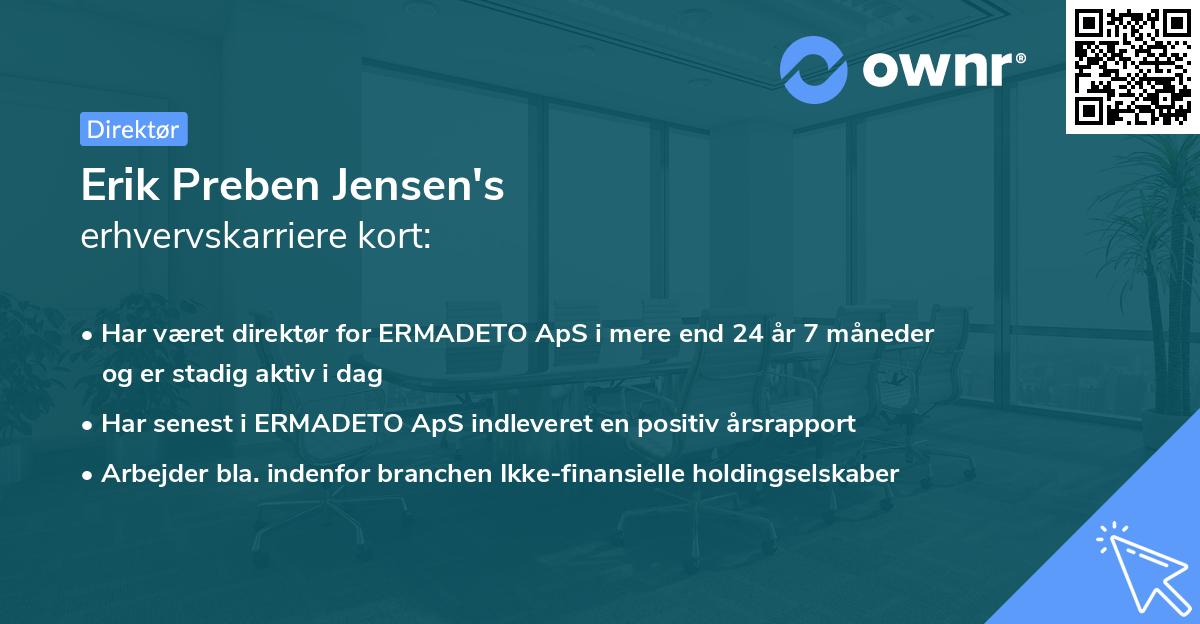 Erik Preben Jensen's erhvervskarriere kort
