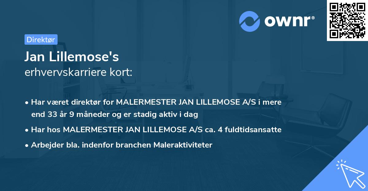Jan Lillemose's erhvervskarriere kort