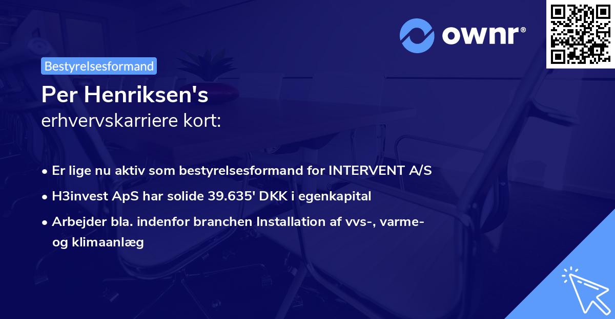 Per Henriksen's erhvervskarriere kort