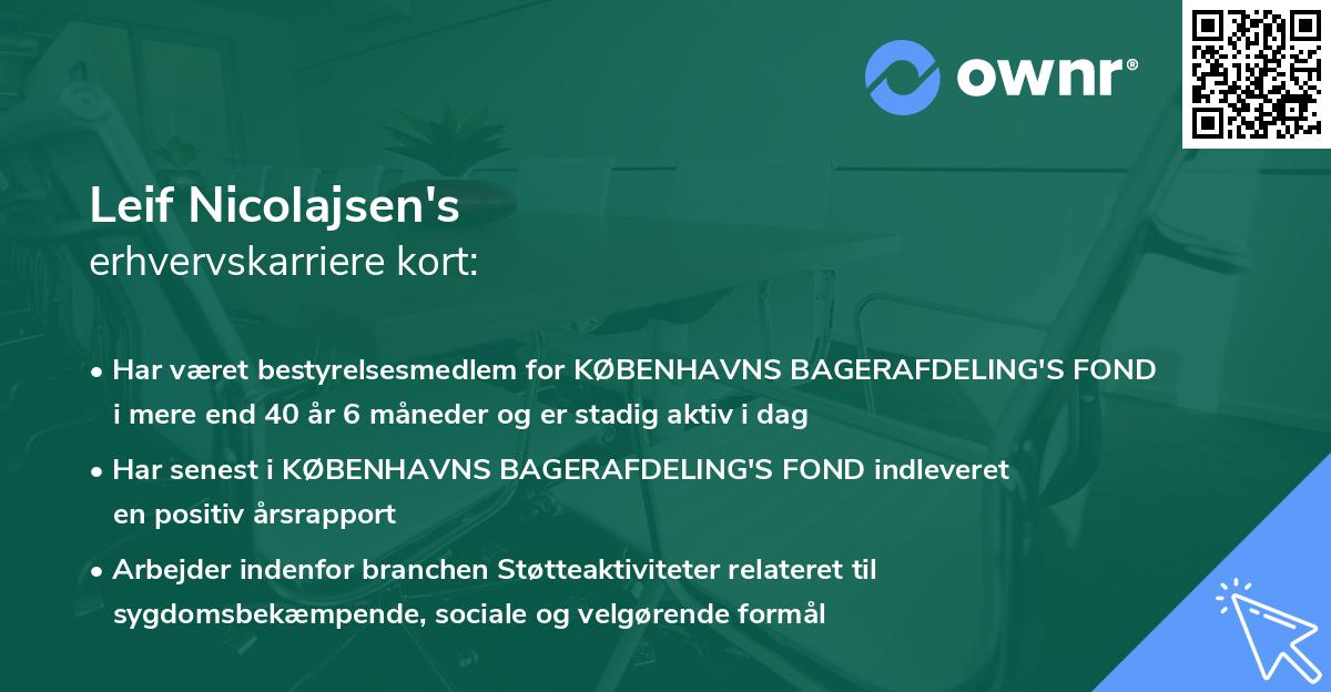 Leif Nicolajsen's erhvervskarriere kort