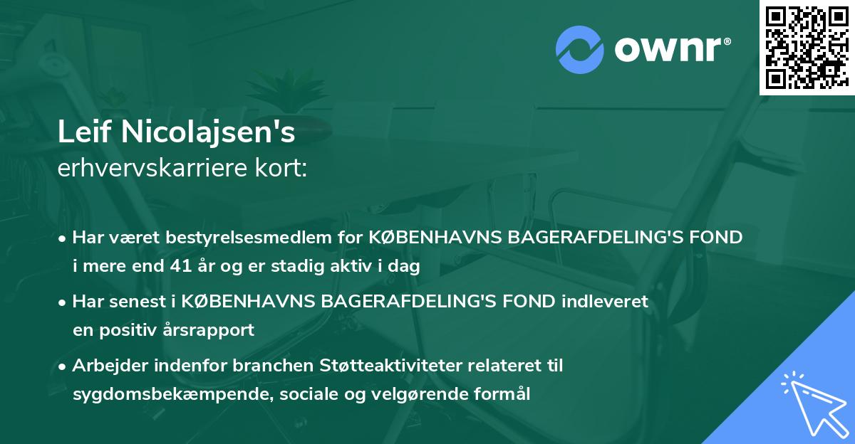 Leif Nicolajsen's erhvervskarriere kort