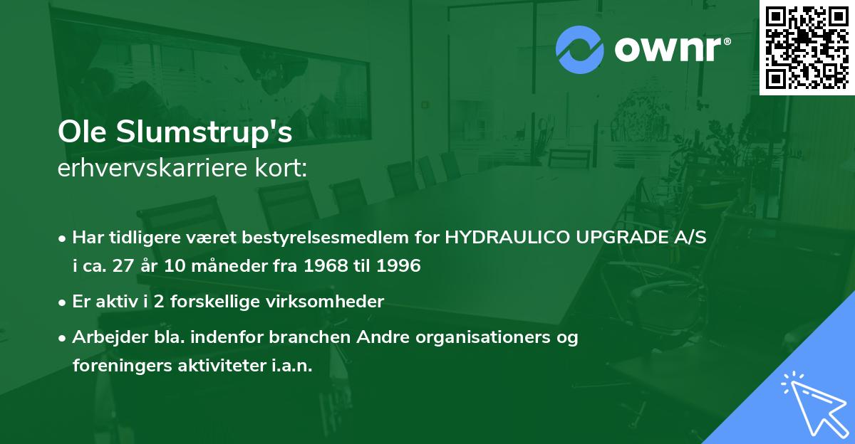 Ole Slumstrup's erhvervskarriere kort