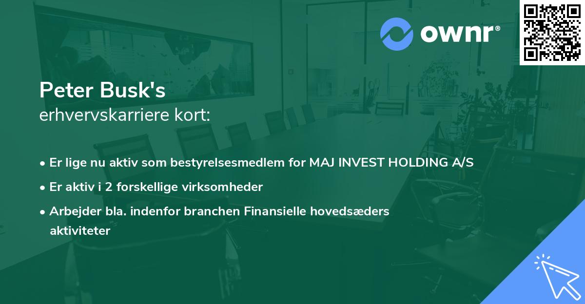 Peter Busk's erhvervskarriere kort