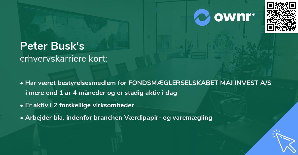 Peter Busk's erhvervskarriere kort