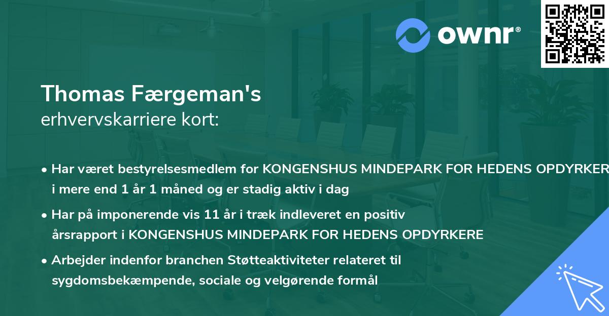 Thomas Færgeman's erhvervskarriere kort