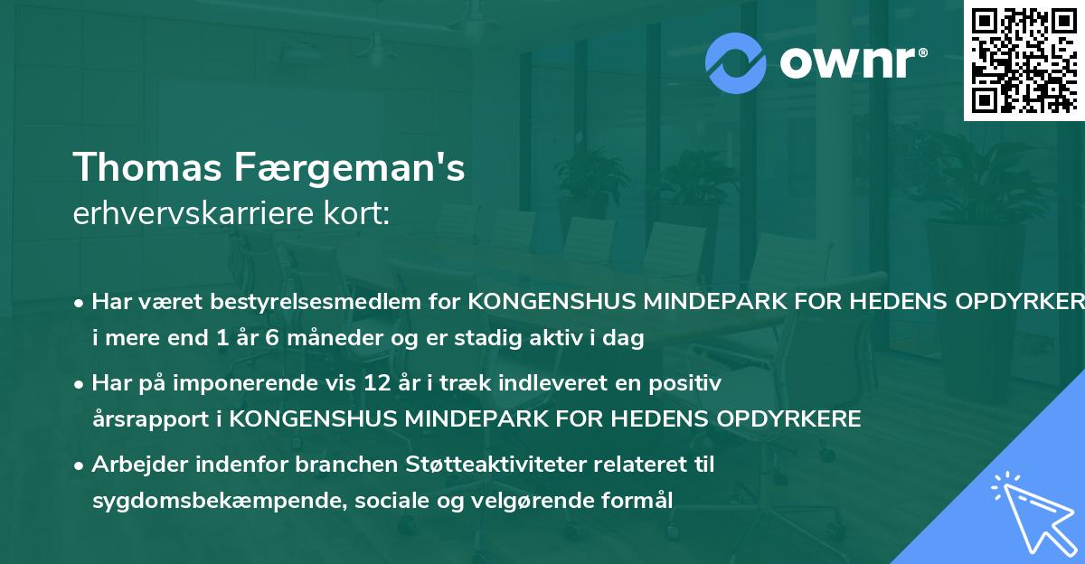 Thomas Færgeman's erhvervskarriere kort