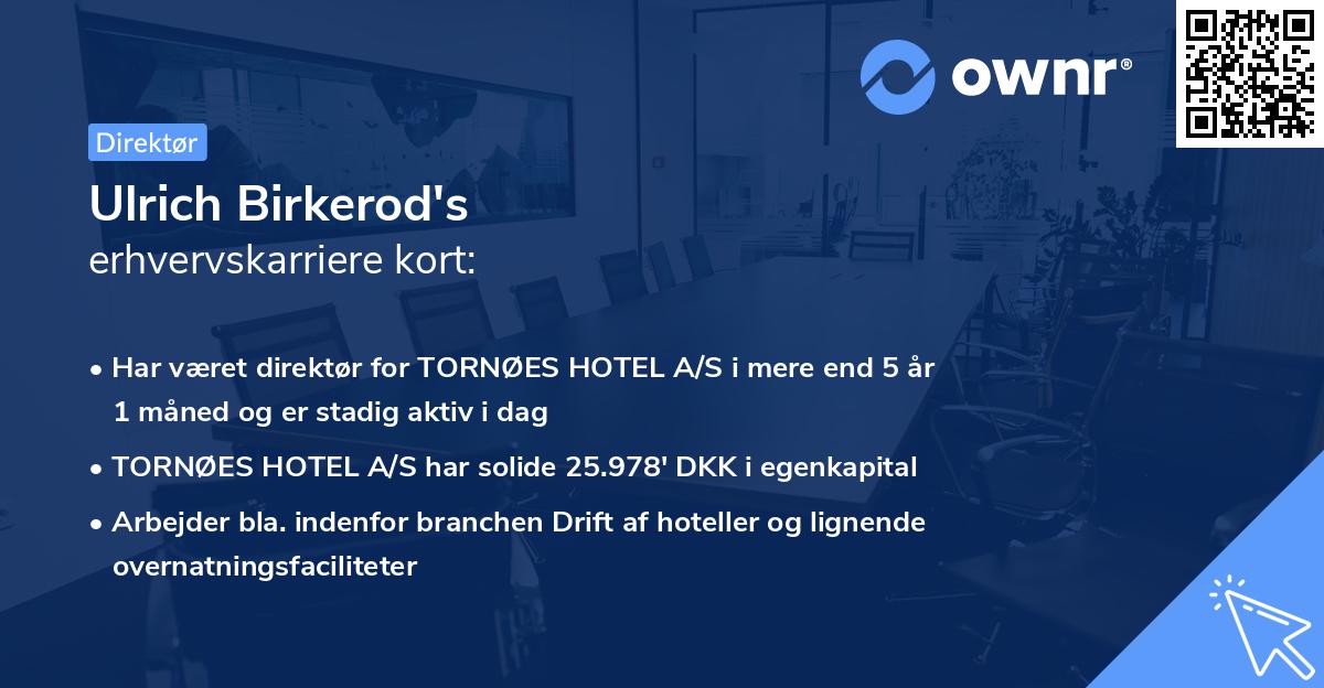 Ulrich Birkerod's erhvervskarriere kort