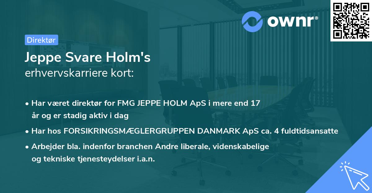 Jeppe Svare Holm's erhvervskarriere kort