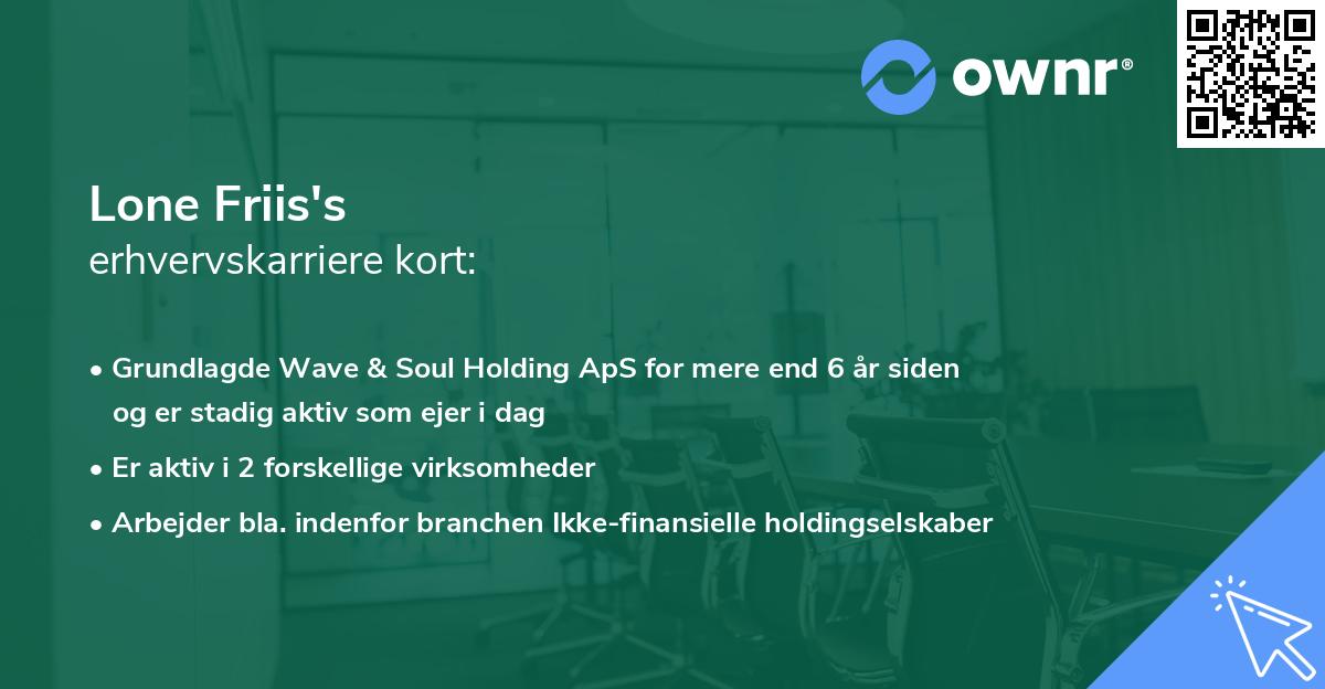 Lone Friis's erhvervskarriere kort