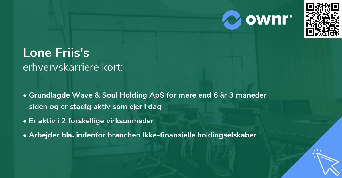 Lone Friis's erhvervskarriere kort
