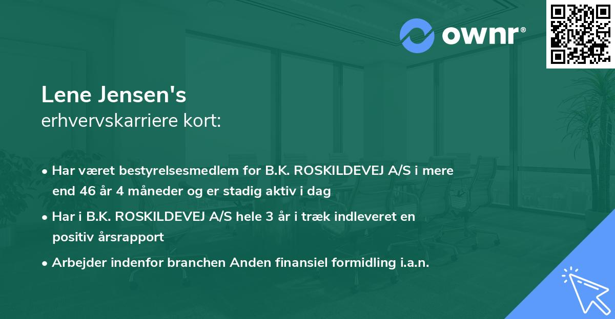 Lene Jensen's erhvervskarriere kort