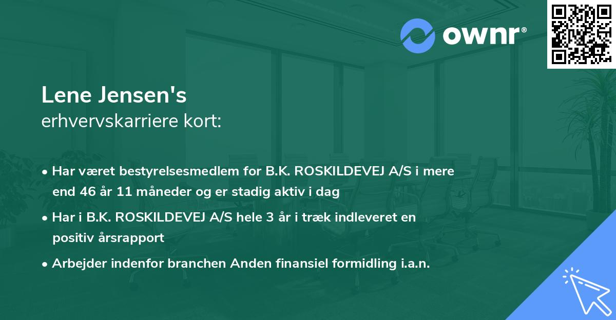 Lene Jensen's erhvervskarriere kort