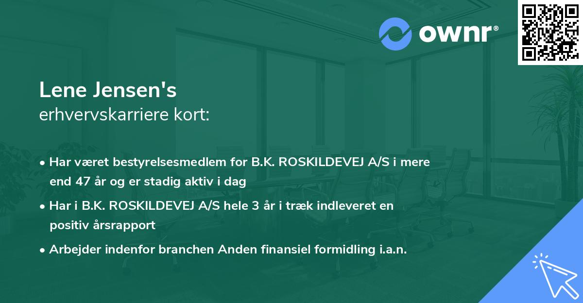 Lene Jensen's erhvervskarriere kort