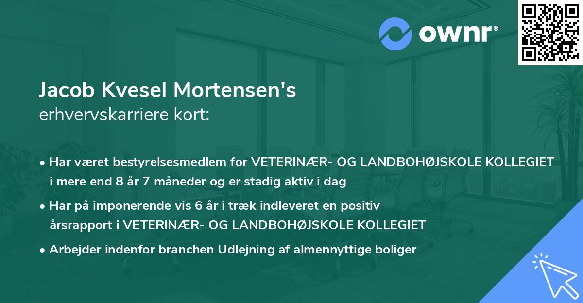 Jacob Kvesel Mortensen's erhvervskarriere kort