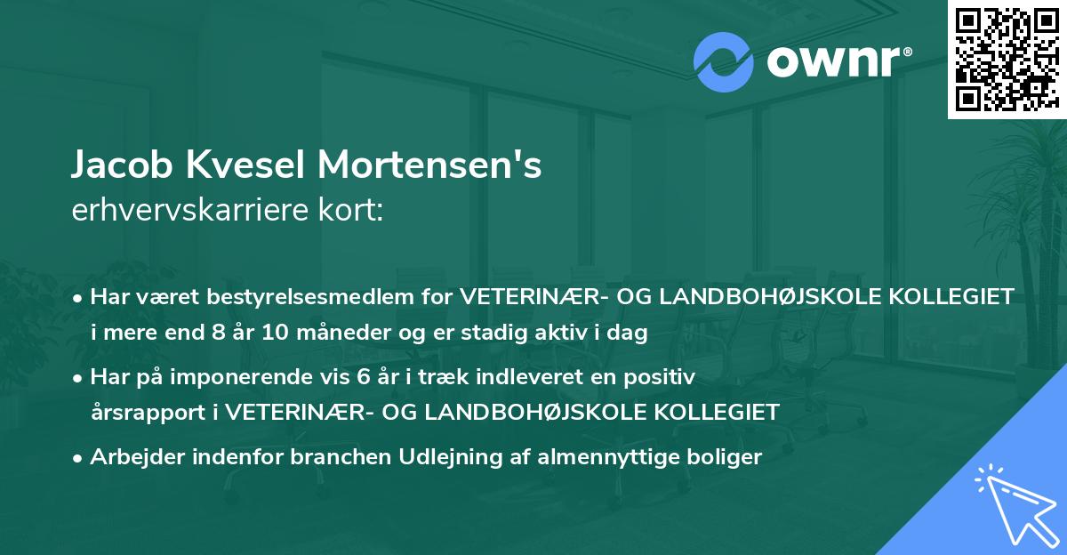 Jacob Kvesel Mortensen's erhvervskarriere kort
