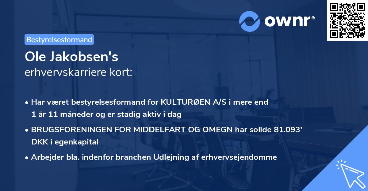 Ole Jakobsen's erhvervskarriere kort